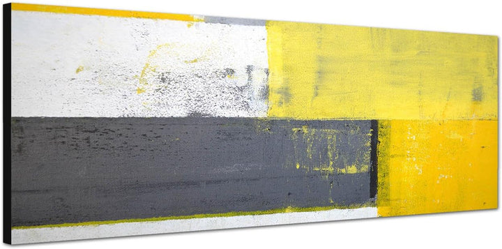 Paul Sinus Art Panoramabild auf Leinwand und Keilrahmen 150x50cm Kunstmalerei abstrakt gelb grau