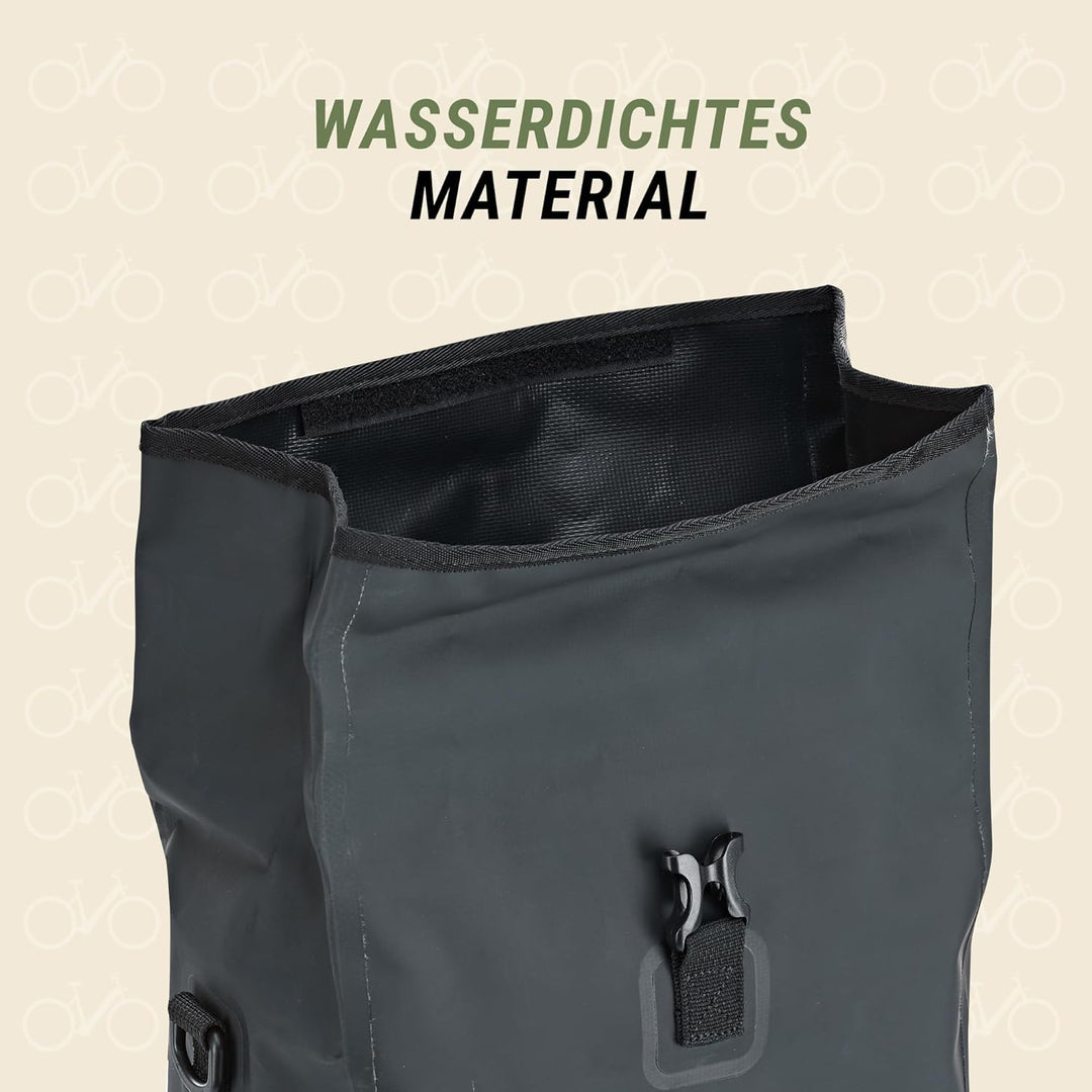 Prophete Fahrradtasche, Seitenpacktasche, wasserdicht, auch als Rucksack zu nutzen, Farbe schwarz