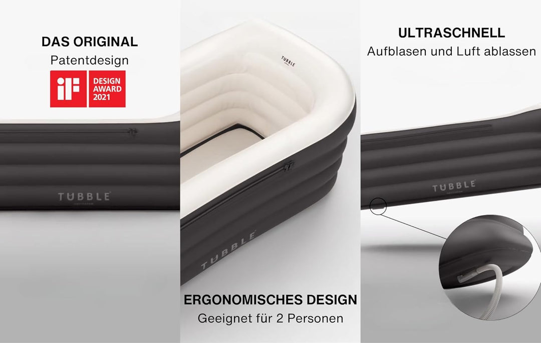 Tubble® Royale Aufblasbare Badewanne - Verwendung als Heiss- und Eisbad - Schneller Aufbau in 1min -