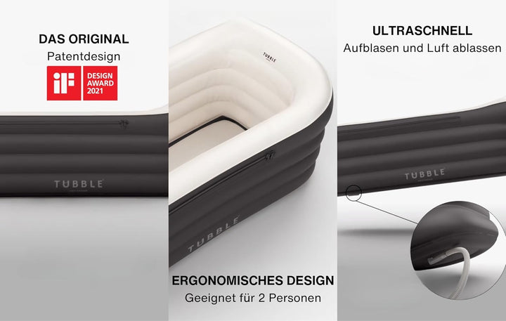 Tubble® Royale Aufblasbare Badewanne - Verwendung als Heiss- und Eisbad - Schneller Aufbau in 1min -