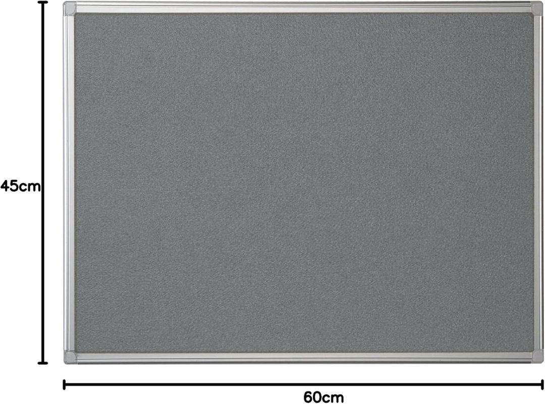Bi-Office FA0242170 Pinnwand Maya, Filztafel Mit Aluminiumrahmen, Graue Filzoberfläche, 60 x 45 cm G