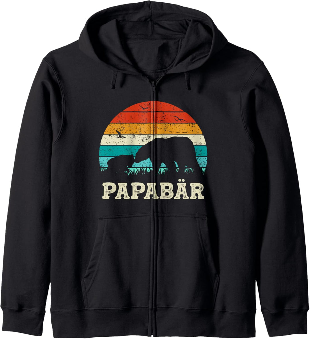 Retro Vater Baby Sohn Tochter Bär Papa Vatertag Kapuzenjacke