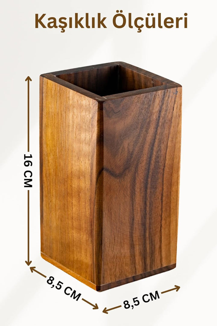 Demy Craft – Walnussbaum Handgefertigter Löffelhalter aus Holz, Nachhaltiger Besteckhalter für die K
