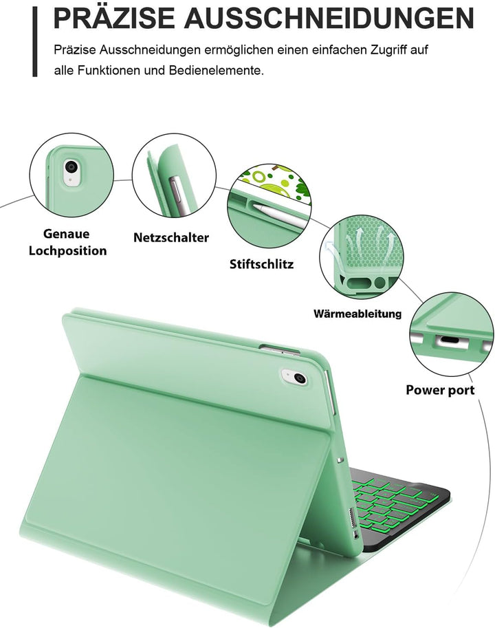 IVEOPPE iPad 9. Generation Hülle mit Tastatur, iPad 10.2 Hülle mit Tastatur, Bluetooth QWERTZ iPad 9
