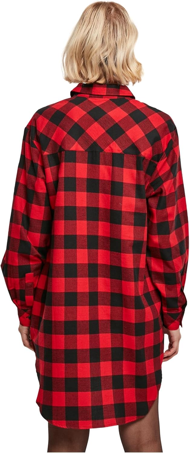 Urban Classics Ladies Oversized Check Flannel Shirt Dress, Oversized Shirt-Kleid für Frauen aus Baum