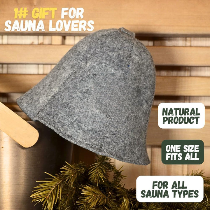 Saunahut Grau Wollfilzmützen 2er-Pack - Schützen Sie Ihren Kopf vor Hitze - Englische Sauna E-Book H