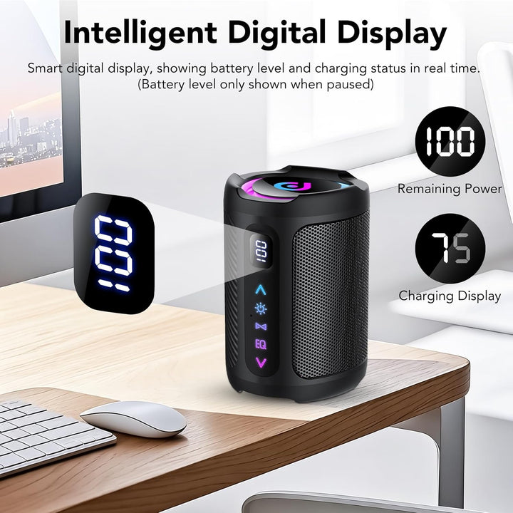 aowoka Bluetooth Lautsprecher mit Licht, 2026 Musikbox Tragbarer Box, Bluetooth 5.4, 30 St, Verbesse