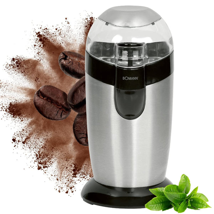 Bomann elektrische Kaffeemühle, Kaffeemühle mit Edelstahlschlagmesser, Fassungsvermögen 40 g, 120-Wa
