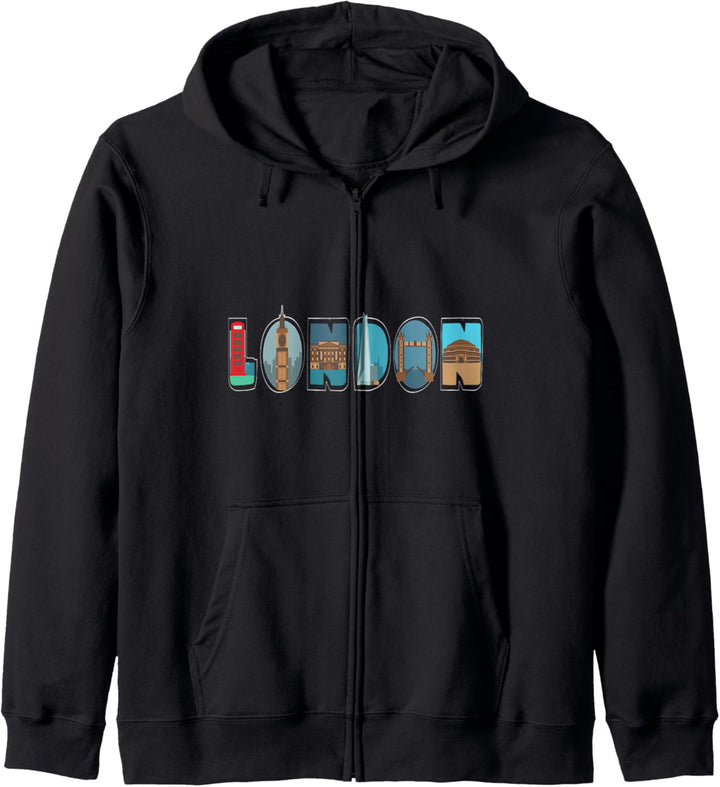 London Graphic Letters Fun England Tourist Visitor Kapuzenjacke