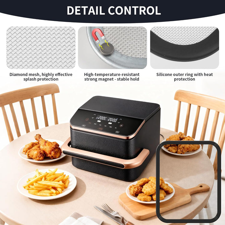 2 Stück Magnetischer Edelstahl Spritzschutz für Cosori Airfryer 8,5L Dual Blaze TwinFry 10L, Spritzs