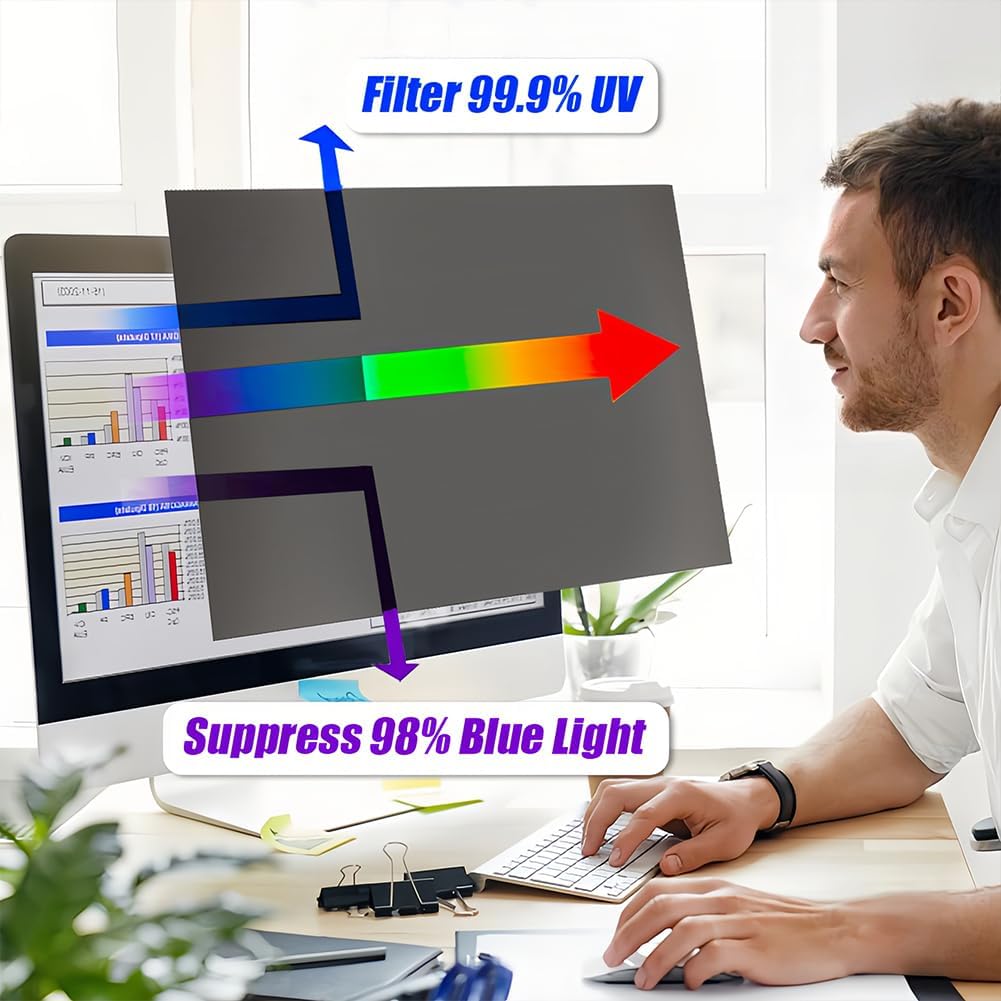24 Zoll Bildschirm Blickschutzfilter, Verbesserter Displayschutzfolie Abnehmbare HD Datenschutzfolie