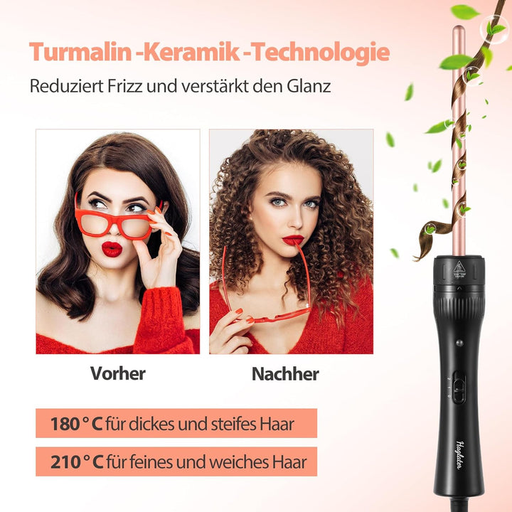 Lockenstäb 5 in 1, Keramik Lockeneisen mit Multifunktion Lockenbürste, Lockenstabe mit Verschiedenen