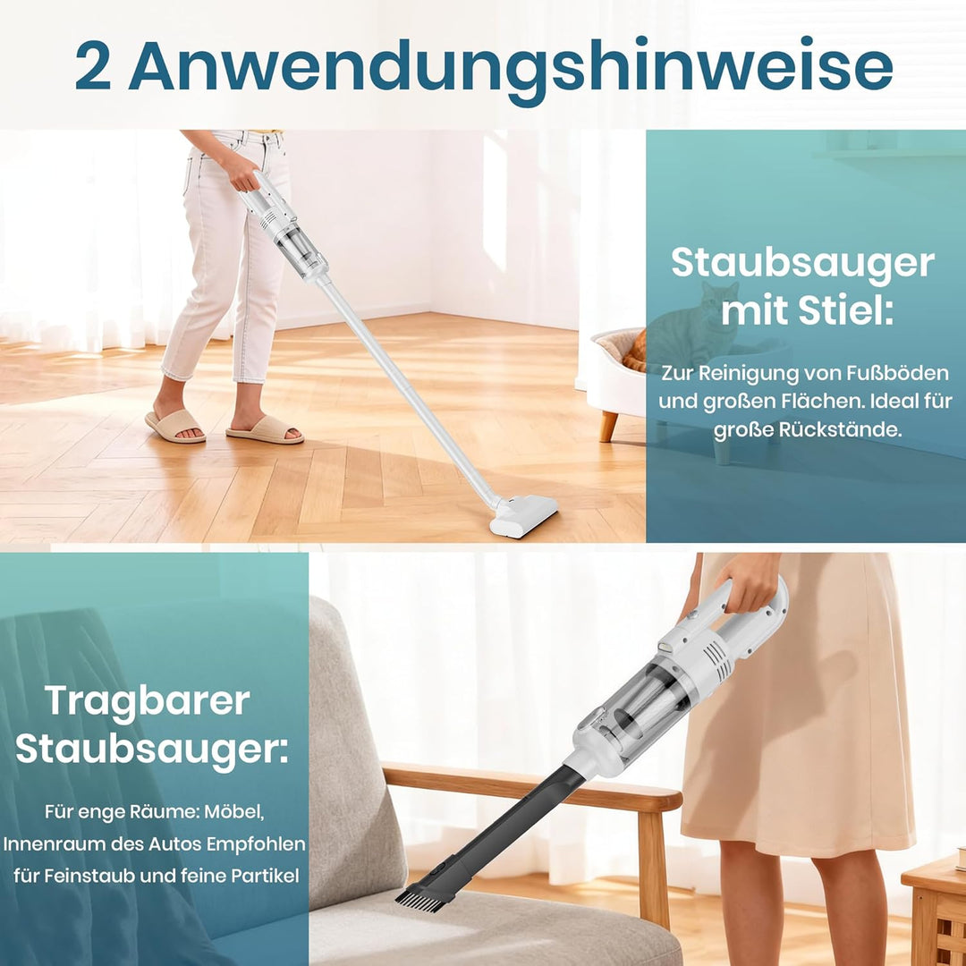 Akku Staubsauger Kabellos, Bürstenloser Motor Akkustaubsauger,Mit LED Anzeige, Stabstaubsauger Elekt