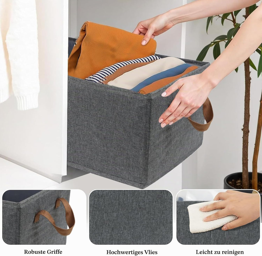 Aufbewahrungskörbe, zusammenklappbare Aufbewahrungsbox, 4 Stück, Stoff-Kleiderschrank-Organizer mit