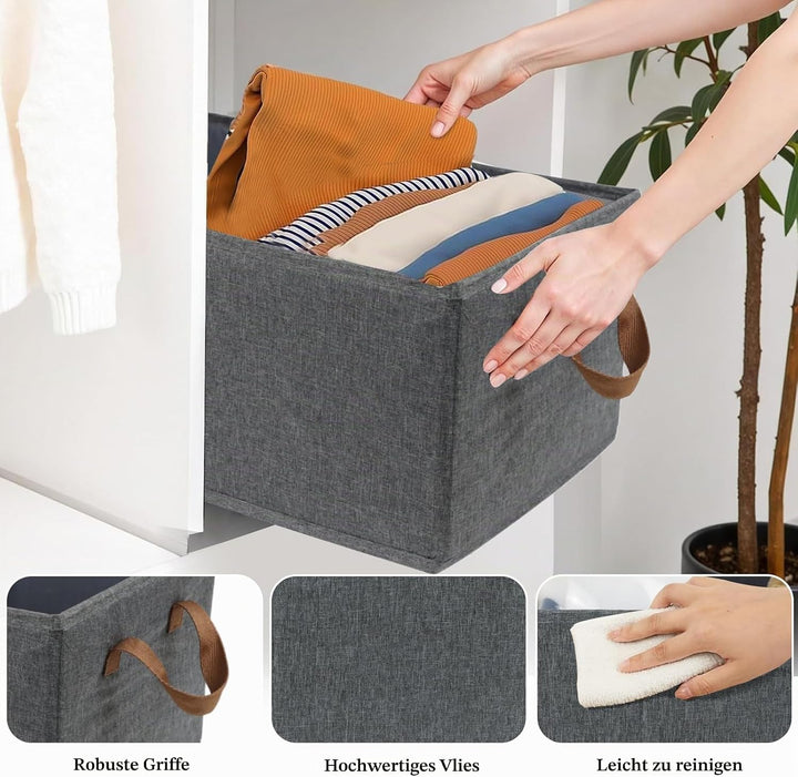 Aufbewahrungskörbe, zusammenklappbare Aufbewahrungsbox, 4 Stück, Stoff-Kleiderschrank-Organizer mit