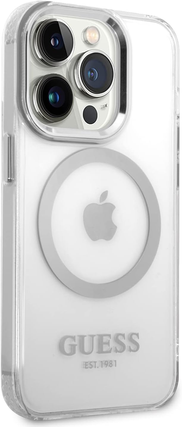 Guess GUHMP14XHTRMS Hülle für iPhone 14 Pro Max 6,7" Silber/Silver Hard case Metal Outline