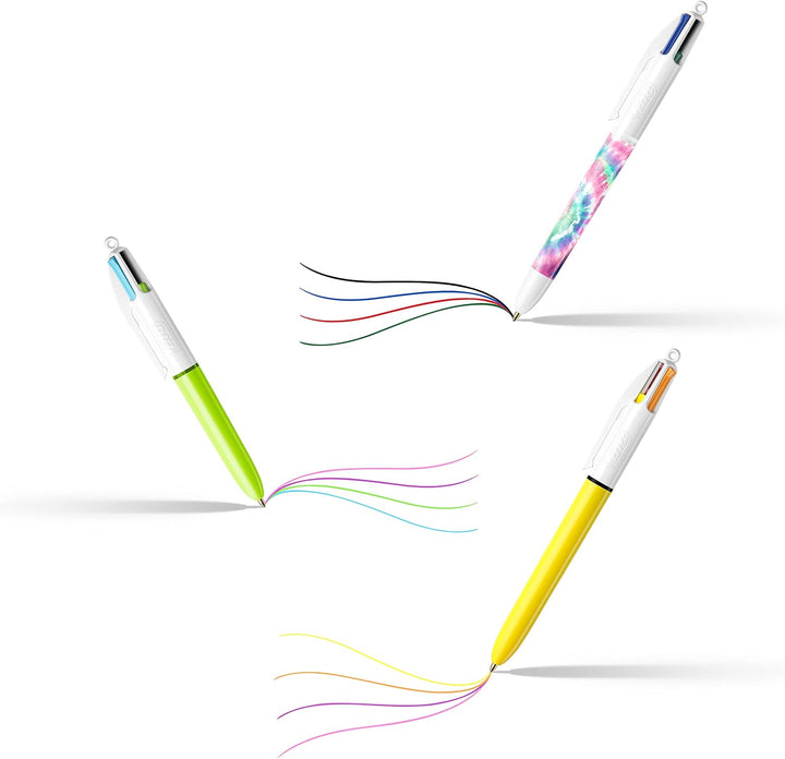 BIC 4 Farben Kugelschreiber Set 4 Colours, 6er Stifte Set in lila Stiftebecher, Geschenkidee für Sam