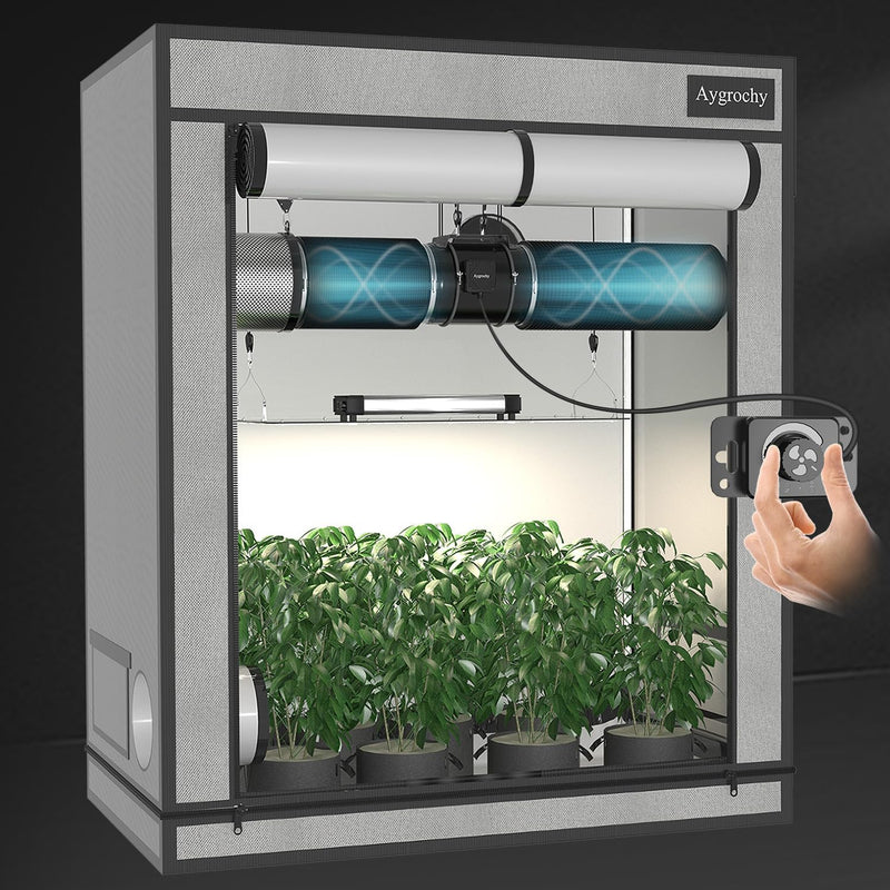 Aygrochy 200mm Inline-Rohrventilator mit variabler Geschwindigkeitskontrolle, Abluftventilator für H