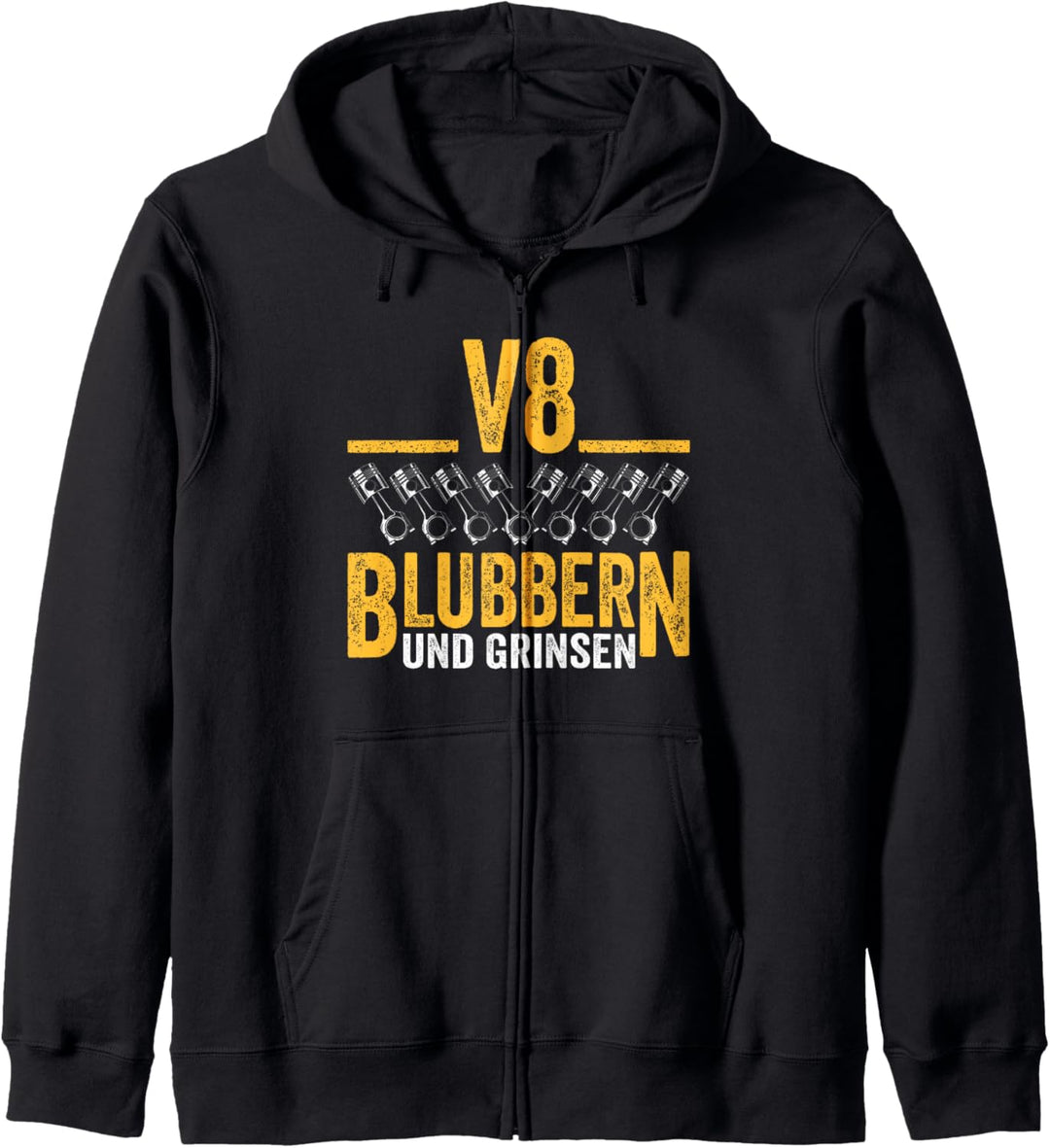 V8 Blubbern und grinsen - Schrauber Kfz Mechaniker Tuner Kapuzenjacke