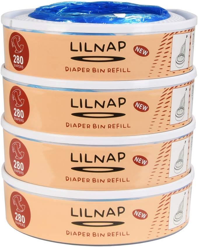 LILNAP - 4 Nachfüllkassetten kompatibel mit Angelcare Windeleimer & Litter Locker II (RUNDE KASSETTE