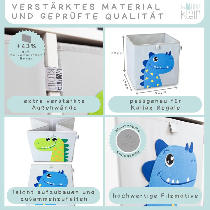 wonneklein Aufbewahrungsbox Kinder für Kallax Regal I Einsatz Kinderregal I Faltbox 33x33x33 Kinderz