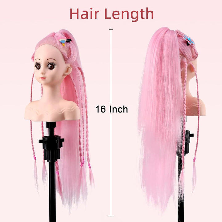Mannequinkopf mit Haaren, 40,6 cm, Kosmetologie-Kopf zum Üben von Frisuren, Puppenkopf, Übungskopf f