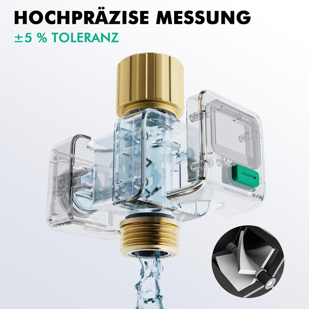 RESTMO Wasserdurchflussmesser mit Messing-EIN- und Auslassanschlüssen, Messung in Gallone/Liter für