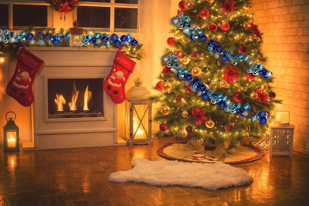 66 Zoll/168cm Weihnachtsgirlande, Weihnachtskugel Girlande für Weihnachtsdekoration, Haustreppe Kami