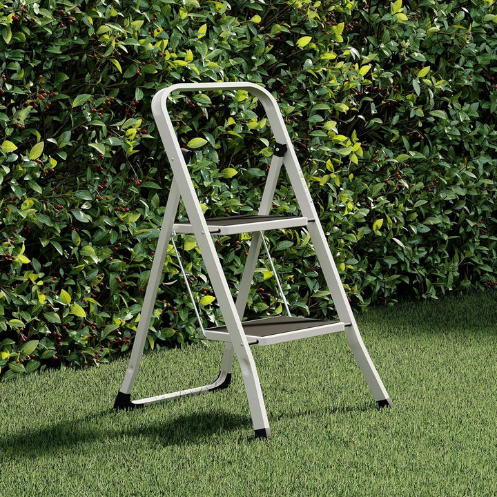 Home Vida Leiter mit 2 Stufen, Stahl, tragbar, klappbar, robust, 2 Stufen