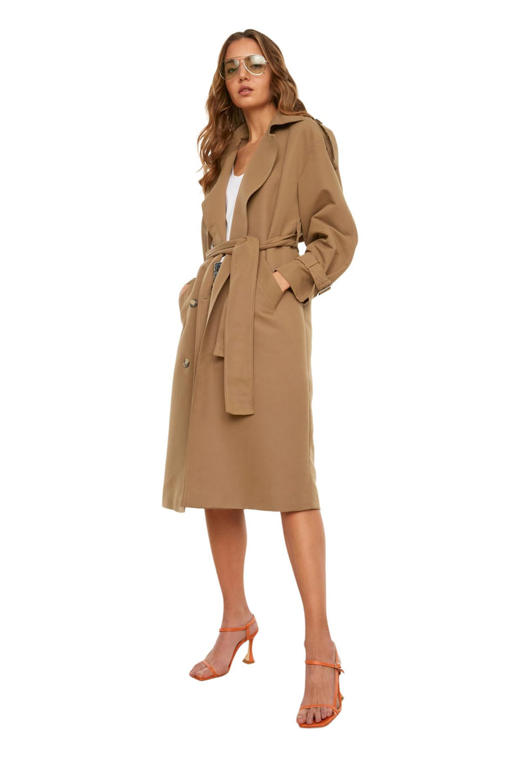 TRENDYOL Trench Coat - Brown - Regular 32 Nerz, 32 Nerz