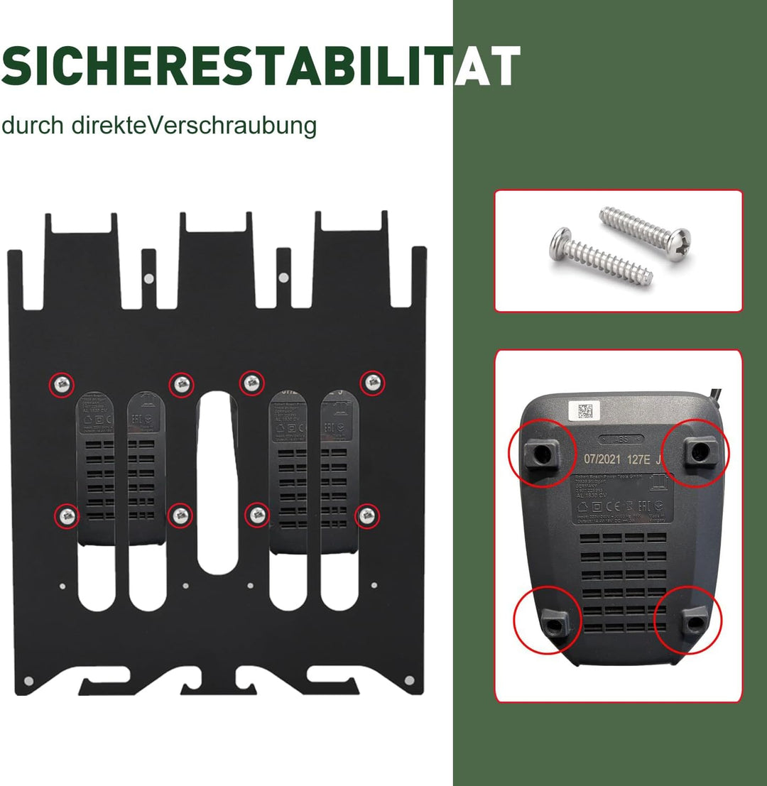 TOPOWN 3in1 Wandhalterung für Bosch (Home & Garden) Ladegeräte, AL1880 CV und AL1830 CV for Bosch Ak