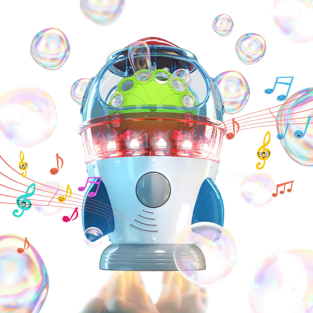 Seifenblasenmaschine,Automatischer Rocket Blasenmacher 10000+ Bubbles/Min mit Lichtern und Musik für