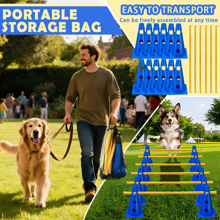 6er Sports Steckhürdenset Cavaletti Agility Set Hunde Hürden Steckhürdenset 12 Kegel 32cm + 6 Stange