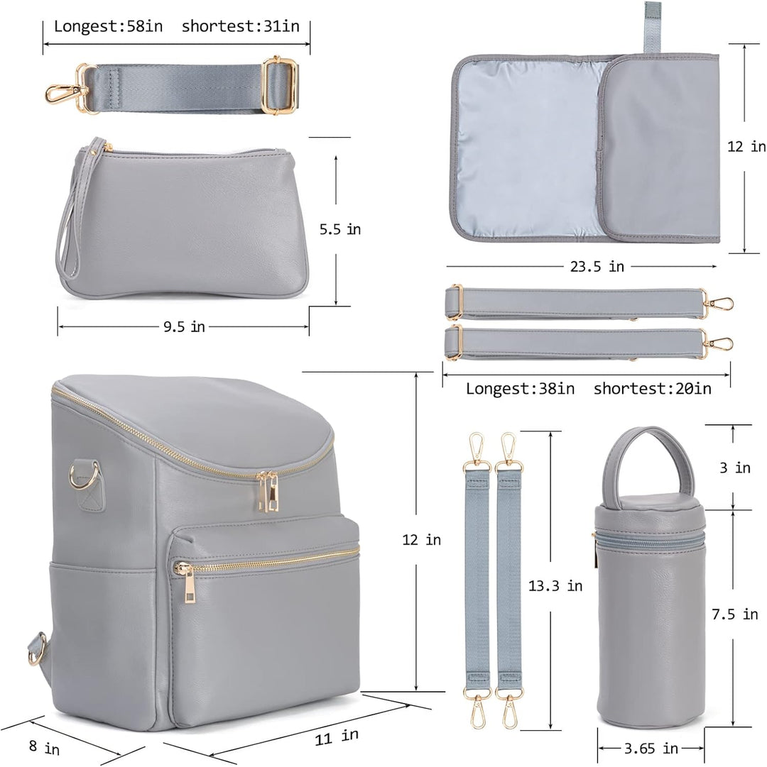 Minsong Diaper Bag Backpack, Fashion Leather Mommy Backpacks, Travel Baby Diaper Bags with in Bag Or
