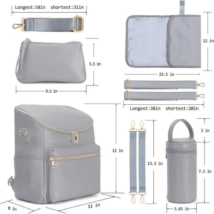 Minsong Diaper Bag Backpack, Fashion Leather Mommy Backpacks, Travel Baby Diaper Bags with in Bag Or