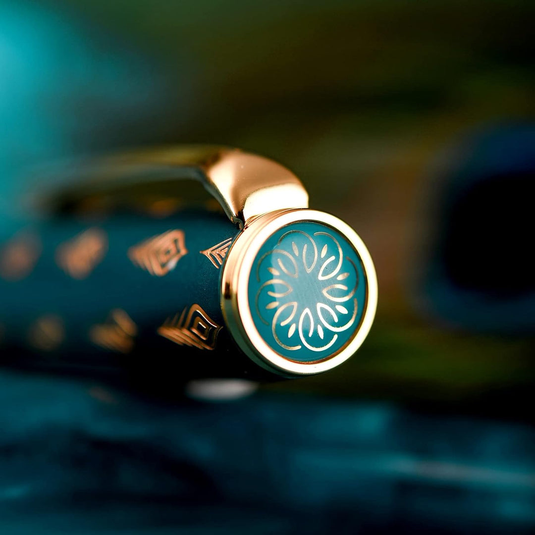 Hongdian N7 Blau Pfau Harz Kolben Füllfederhalter, Iridium Medium Feder Klassischer Stift, Glatt Sch