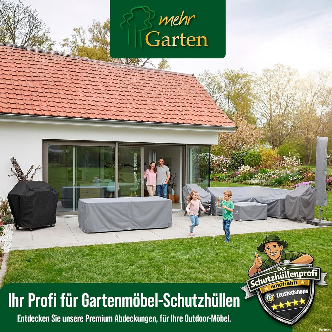 Mehr Garten Sonnenschirm Schutzhülle für runde Schirme bis Ø350cm, eckige bis 260x260cm, grau, Oxfor