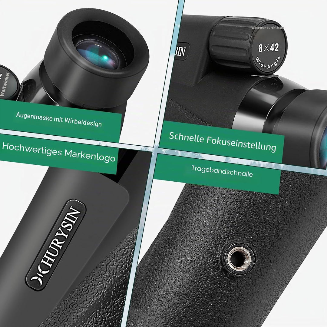HD 8 x 42 Monokular – mit optischem HD-System, verbesserter Griffigkeit, wasserdicht, beschlagsicher