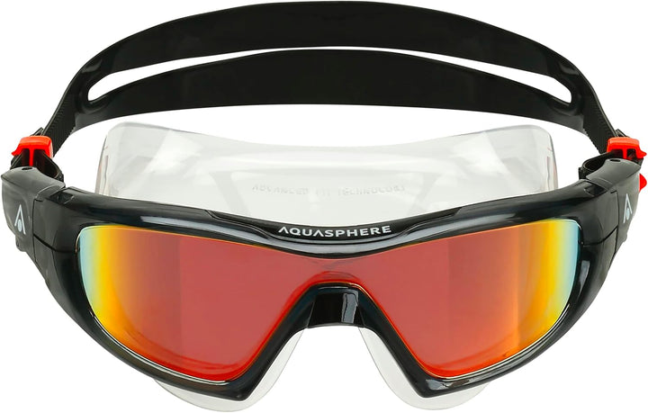 Aquasphere Unisex Vista Pro Schwimmmaske (1er Pack) Einheitsgrösse Gespiegelte Linse Schwarz-Orange,