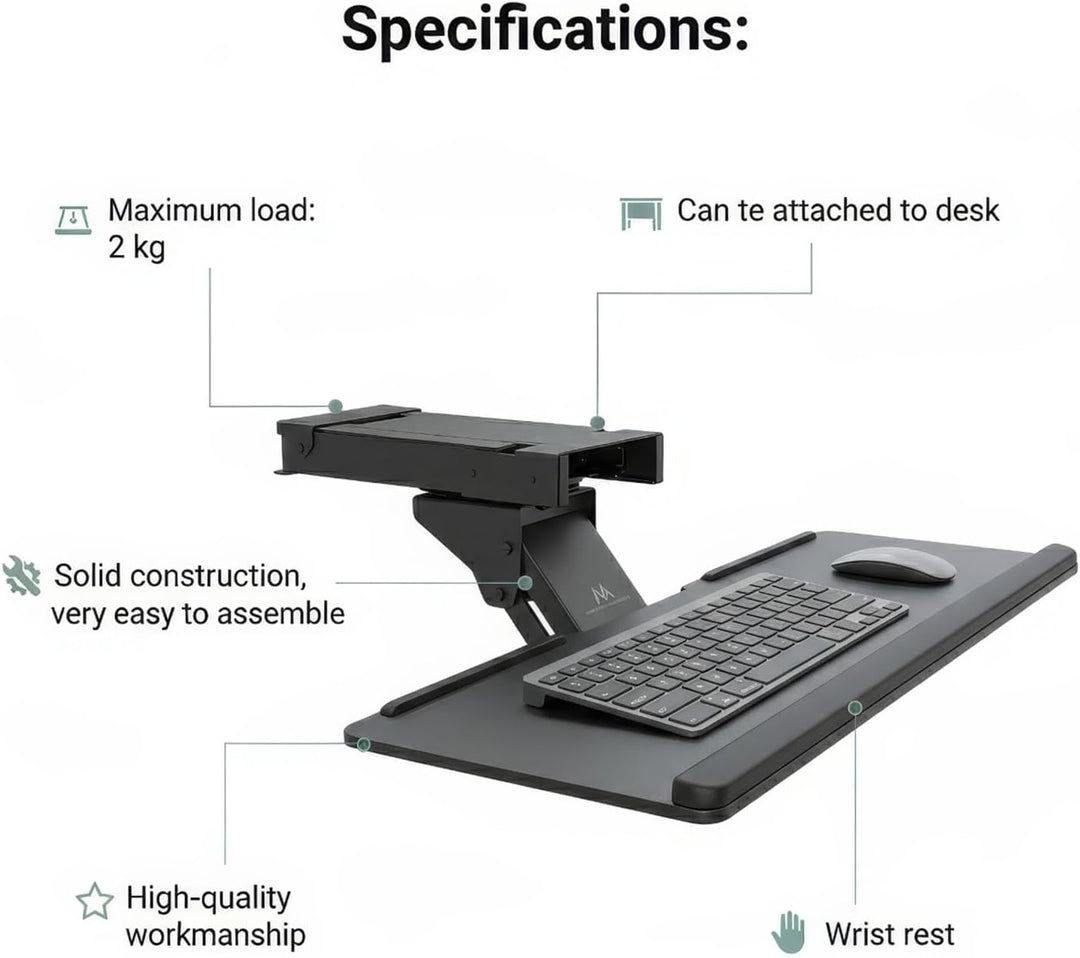 Maclean MC-757 Tastatur und Maus Halterung Zulage für Schreibtisch 67cm Oberfläche