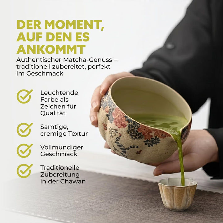 Matcha Set Japan 8-teilig – Premium Matcha Tee Set mit Keramik Schale, Bambus Chasen Besen & Halter,