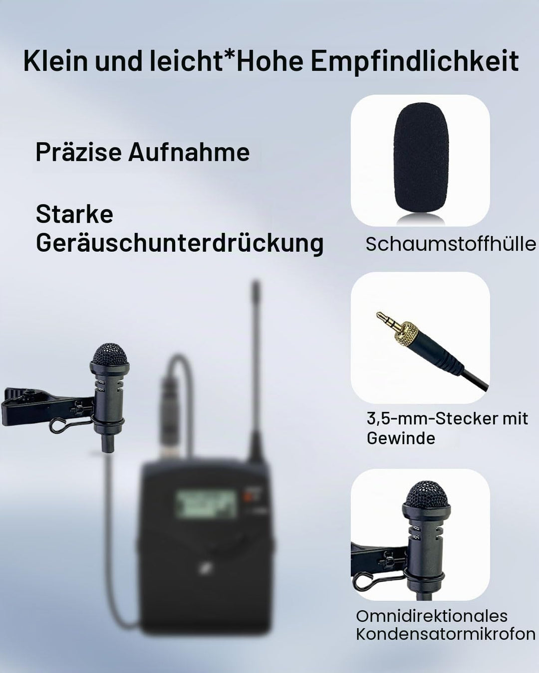 Wired Lavalier Ansteckmikrofon, Lavalier professionelles kompatibel mit Sennheiser Mikrofonsystem-Ta