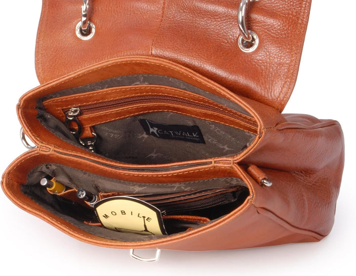 Catwalk Collection Handbags - Damen Leder Umhängetasche - Crossbody Bag/Handtasche Mittelgross - Ver