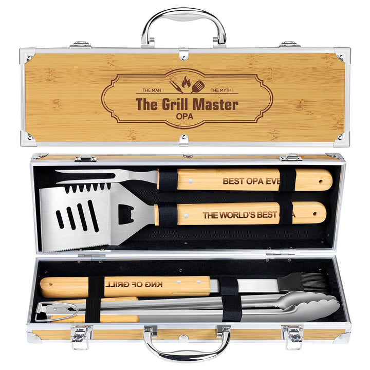 OPa Geschenke,4 Stücke BBQ Grillbesteck Set Edelstahl Grillzubehör für Männer Geschenk Geburtstag Ho