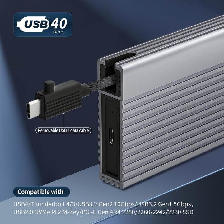 ZIKE 40Gbps M.2 NVMe SSD Gehäuse USB4.0 bis zu 3811MB/s Aluminiumgehäuse Z666, kompatibel mit Thunde