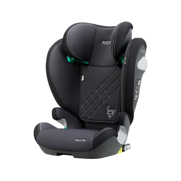 AVOVA Sora-Fix (Grey & Black), der Folgesitz geeignet von 100 bis 150 cm, 4 bis 12 Jahre, mit Isofix