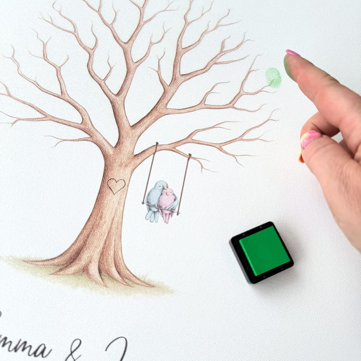 KATINGA Leinwand zur Hochzeit – Bild für Fingerabdrücke mit Baum - Personalisiert – Hochzeitsbaum –