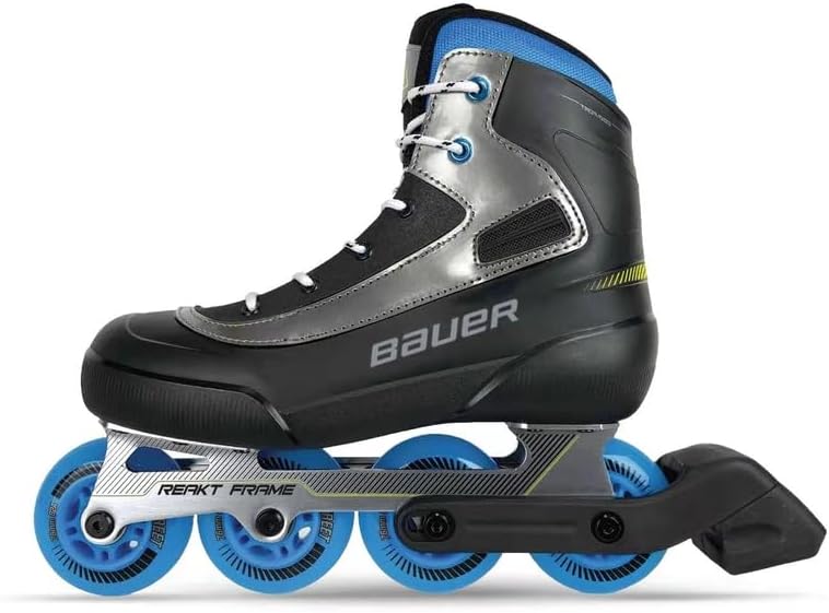 BAUER Rec Inline Skate Coaster Junior + Senior, Grösse:JR2 (EU34), Weite :R = Regular
