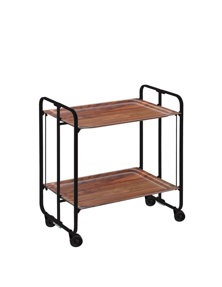 DON HIERRO - Servierwagen, klappbar, 2 Böden, Schwarzem Rahmen. Bauhaus-Zedernholz 66 x 43 x 72 cm.