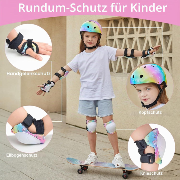 Kinderhelm, Knie-, Ellenbogen-, Handgelenkschoner, verstellbare Knieschützer, Ellenbogenschützer, Ha